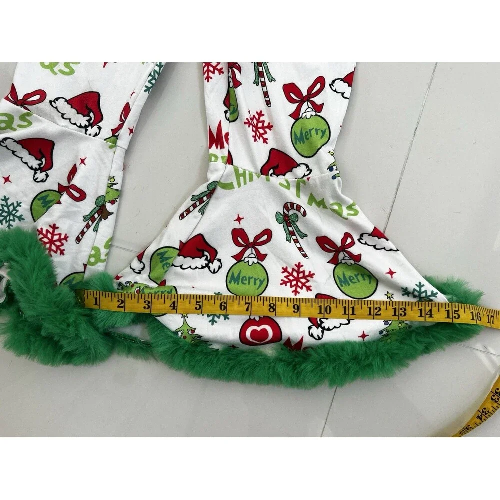 Los Angeles Boutique Party Grinch Cristmas Bell Bottom Jumpsuit Outfit Holiday 5